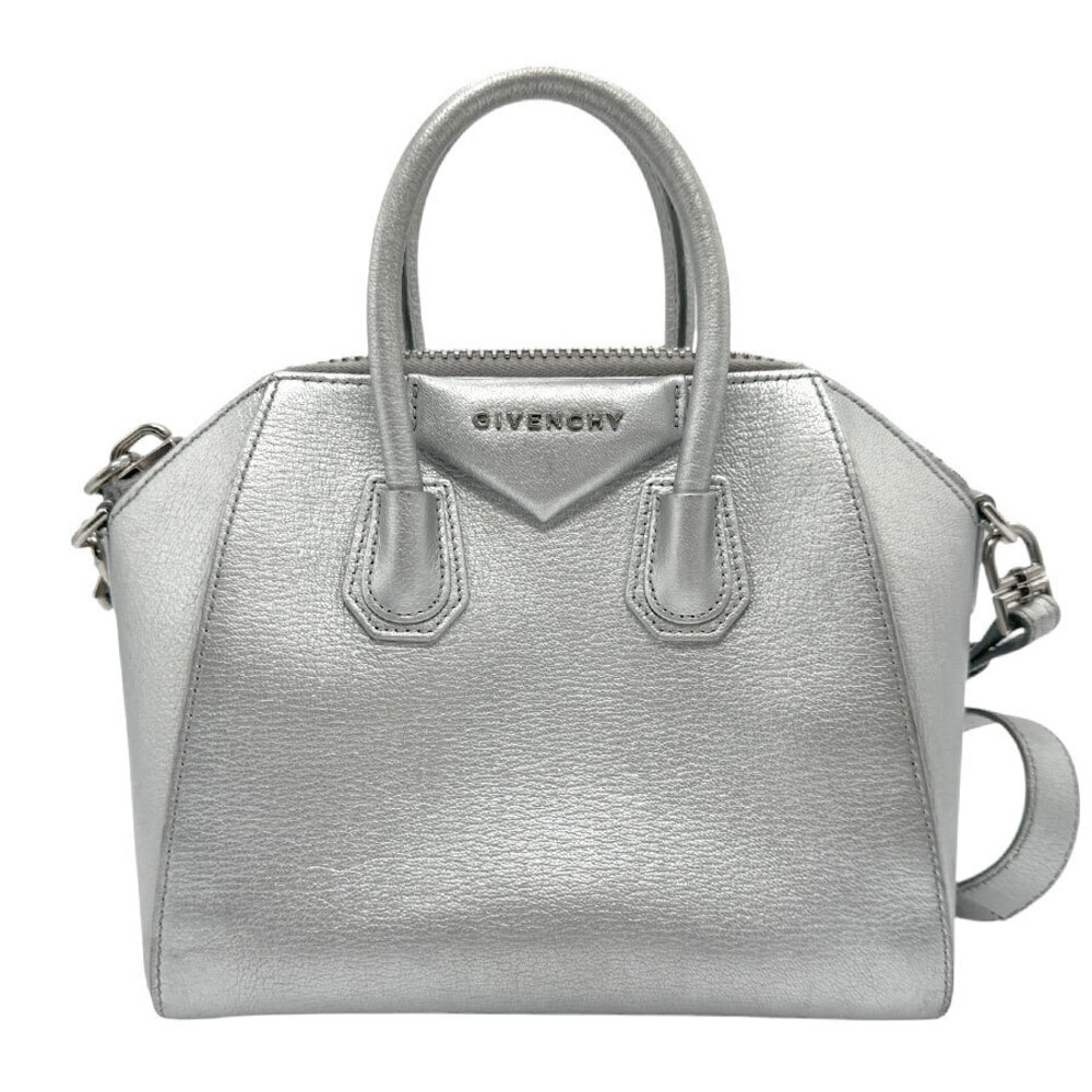 Givenchy Antigona Leather Shoulder Bag Silver